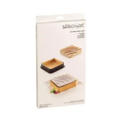 KIT MINI TARTE SAND - STAMPO IN SILICONE + 6 ANELLI 80X80 MM