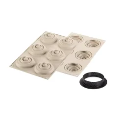 KIT MINI TARTE TWIST - STAMPO IN SILICONE + 6 ANELLI ø80 MM