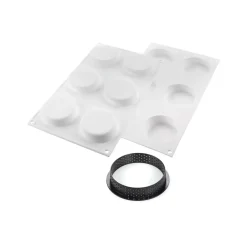 KIT TARTE RING KLASSIK ø70 MM - SET STAMPO IN SILICONE ø67 H 15 MM+ 6 ANELLI