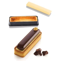 KIT TARTE RING RECTANGULAR 120x35 MM - SET STAMPO IN SILICONE 107X23 + 6 ANELLI