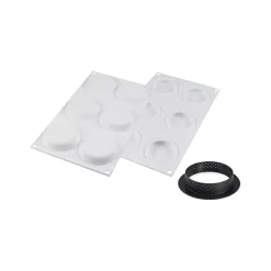 KIT TARTE RING ROUND ø80 MM - SET STAMPO IN SILICONE ø67 MM + 6 ANELLI